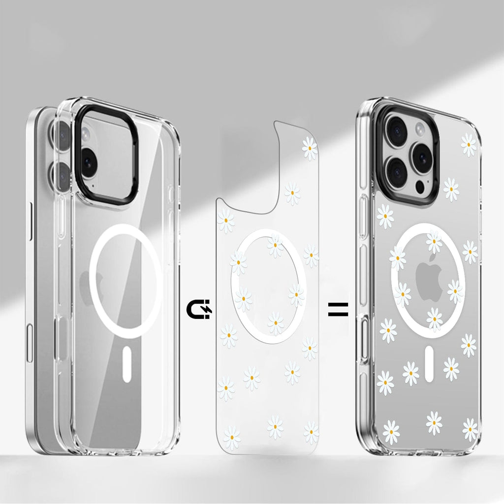 iPhone 16 Pro Max Case with Swappable Floral & Marble Designs - Wireless Charging | Inspire Series