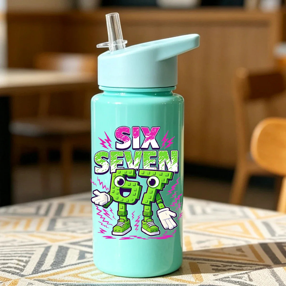 500ml 67 Printed Straw Cup | BPA Free Summer Water Bottle