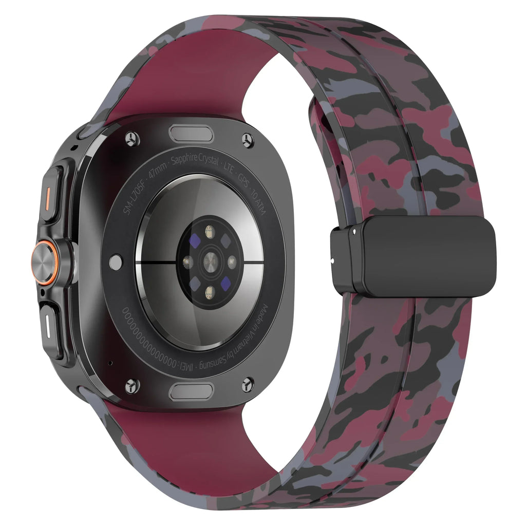 Camouflage Band for Samsung Galaxy Watch Ultra 47mm Silicone Magnetic Bracelet for Galaxy Watch 7 Ultra Replacement Watchband