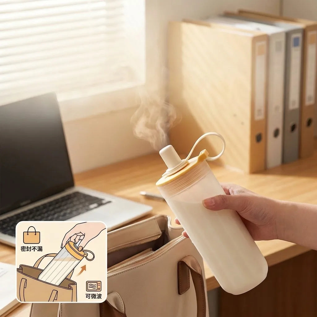 Clear Plastic Reusable Travel Mug | Leak-Proof Cup with Straw and Handle