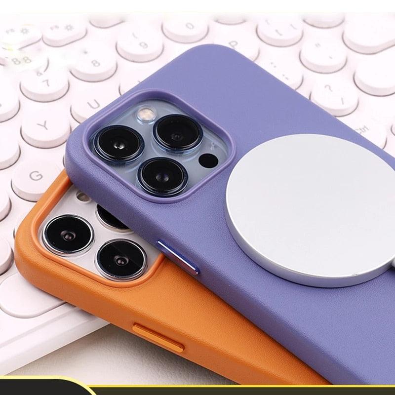 Luxury Colorful Leather With Magnetic Case For iPhone 13 12 14Pro Max 13/12/14Pro For  Wireless Charging Cover Designed for iPhone 14 Pro Max Case Silicone Shockproof Slim Thin Phone Case for iPhone