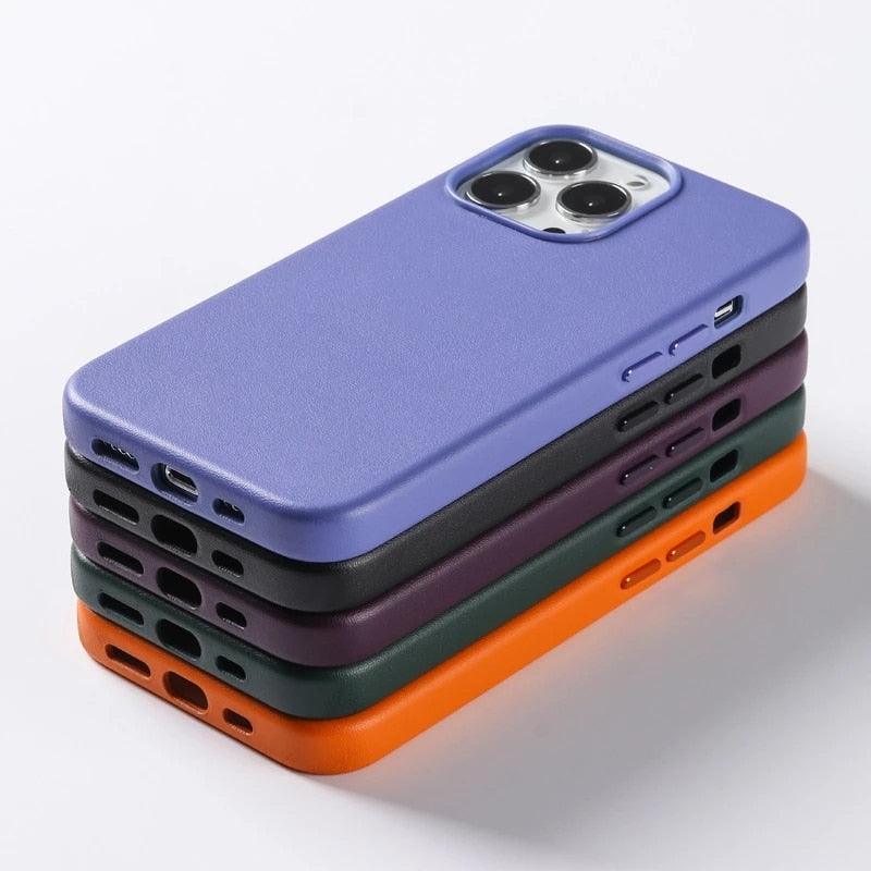 Luxury Colorful Leather With Magnetic Case For iPhone 13 12 14Pro Max 13/12/14Pro For  Wireless Charging Cover Designed for iPhone 14 Pro Max Case Silicone Shockproof Slim Thin Phone Case for iPhone
